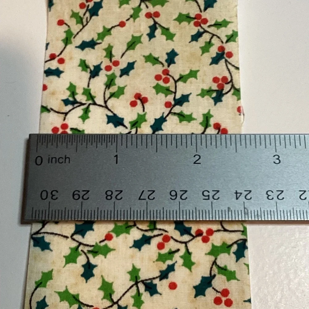 Vintage Christmas Holly Berry Fabric Ribbon 2.5 Inch Spool Holiday Decor 25 yard